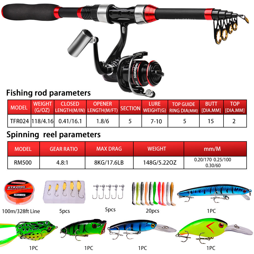 Proberos Fishing Pole Set Full - đánh giá và giá Fishing Equipment Online