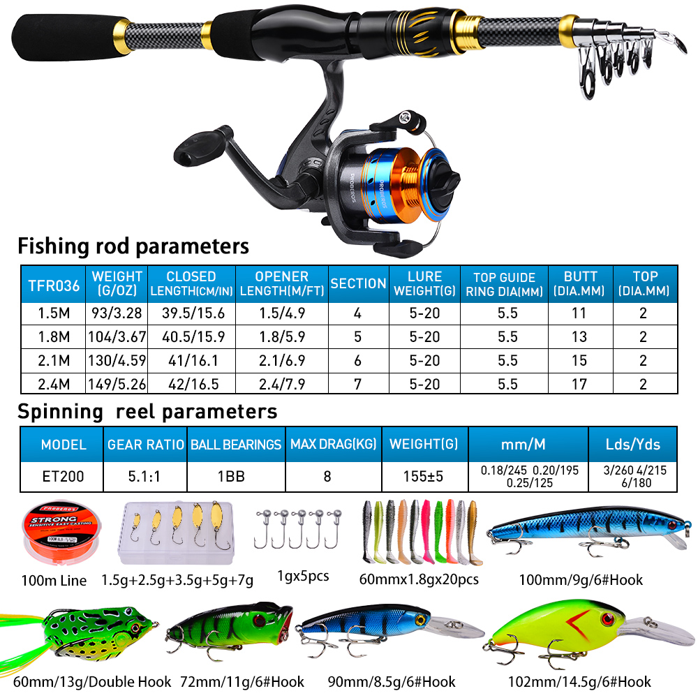 PROBEROS 1.5m-2.4m Fishing Rod - đánh giá và giá Fishing Equipment Online